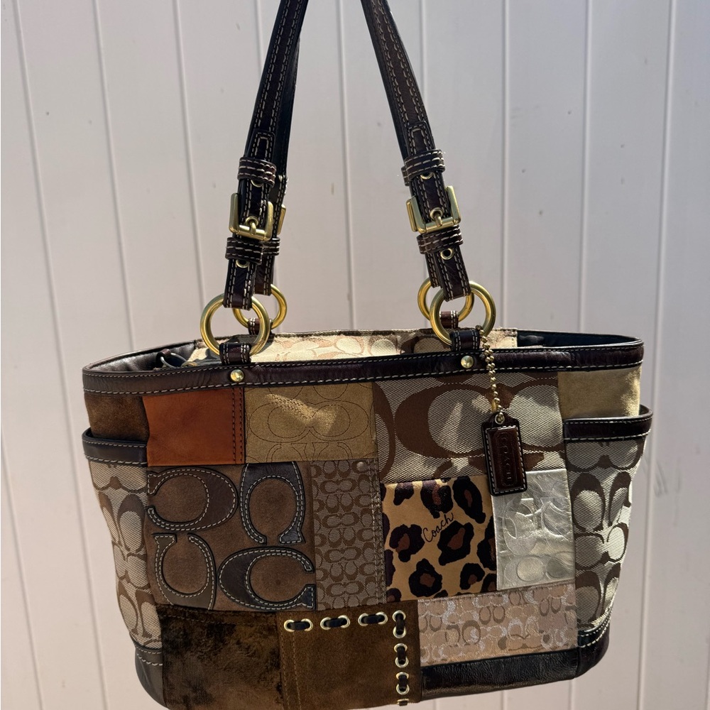 Coach Patchwork Tote Bag - Brown and Tan